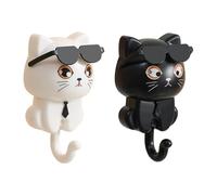 TocaFeank Porte-clés De Chat | 2-PACK Patères Chaton | Crochet Mural Clé Cool Cat Avec Lunettes De Soleil | Porte-clés Adhésif Pour Chat, Crochets Pour Animaux, Accessoires | Crochet Mural À Gravité