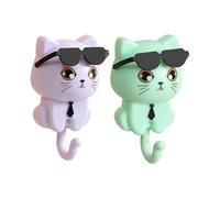 TocaFeank Porte-clés De Chat | 2-PACK Patères Chaton | Crochet Mural Clé Cool Cat Avec Lunettes De Soleil | Porte-clés Adhésif Pour Chat, Crochets Pour Animaux, Accessoires | Crochet Mural À Gravité
