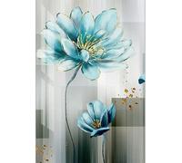 TOCAVE Peindre par Nombre Peinture par numéro DIY Bleu Fleur Acrylique Peint à la Main décoration Maison Calligraphie Peinture 40x50cm