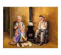 TOCAVE Peindre par Nombre Peinture par numéro Vieux Couple Peint à la Main Peinture à l'huile Toile Peinture Art Cadeaux Personnages Photos Chiffres Ensembles Maison Ornements 40x50cm