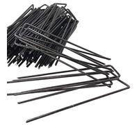 ToCi Lot de 100 piquets d'ancrage au sol 150 x 25 mm - Ancrage au sol en fil d'acier de 3 mm - Piquets en U pour fixation de toile anti-mauvaises herbes, film, tuyaux et câbles - Ancrage de fixation