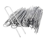 ToCi Lot de 100 piquets d'ancrage au sol 200 x 25 mm - Ancrage au sol galvanisé en fil d'acier de 3,8 mm - Piquets en U pour fixation de toile anti-mauvaises herbes, film, tuyaux et câbles - Ancrage