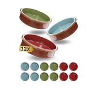 ToCi Lot de 12 bols à tapas multicolores Ø 11,5 cm - Coupelles espagnoles en argile 175 ml - Petits plats à four et bols à dessert pour tapas, amuse-bouches, crème brûlée et plats au four