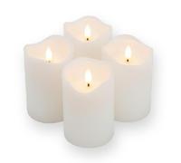 ToCi Lot de 4 bougies LED blanches - Diamètre : 7,5 x 12,5 cm - Sans flamme - En cire véritable - Avec minuterie et mèche noire - Pour l'Avent, lanterne funéraire et décoration de table - Fonctionne