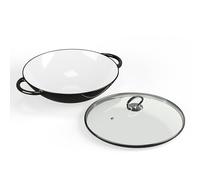 ToCi Wok, Poele Wok Induction avec Couvercle, Woks et Poêles à Frire Émaillés, en Fonte, Poignées, Antiadhésif et Profond pour Plaque Cuisine à Induction, Vitrocéramique, Gaz, Electrique