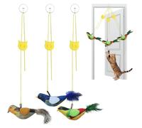 Tocirelo Lot de 3 jouets interactifs pour chat - Jouets interactifs réalistes pour chats d'intérieur avec herbe à chat et plume, jouet pour chat à suspendre, jouet pour cadre de porte