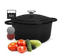 ToCis Big BBQ Cocotte Fonte avec Couvercle de 3.9L, Faitout pour l'Exterieur, Marmite Résistante au Four, Cuisine en Emaillée Etanche, Four Hollandais à Induction, Résistant Lave-vaisselle