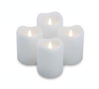 ToCis Big BBQ ToCi Lot de 4 bougies LED avec fonction minuterie - Bougies sans flamme en cire véritable avec flamme LED vacillante - Blanc - Ø 5 x 6,5 cm