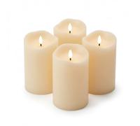 ToCis Big BBQ ToCi Lot de 4 bougies LED Crème Ø 7 x 12,5 cm avec mèche noire et minuterie - 4 bougies en cire véritable sans flamme - Bougies de l'Avent funéraires