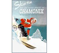 TOCMANE LickWorld - Affiche en métal de Chamonix - Mont-Blanc - France - Ski - Voyage - Haute-Savoie - Paris - Pour bar, pub, café - Décoration d’intérieur rétro vintage - 20,3 x 30,5 cm