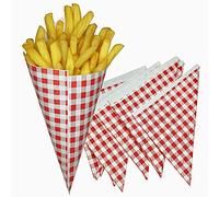 Tocnvoe - Cône en Papier Anti-Grasse, 100 Unités, Conteneur de Frites de Pommes, Sulfurisé, Sacs pour Plats à Emporter, 21x21x30cm