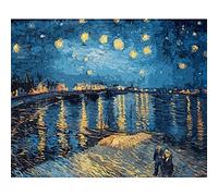 Tococoo, Kit de peinture par numéros de Vincent Van Gogh Masterpiece Series pour adultes débutants sur toile, roulée, 40,6 x 50,8 cm, sans cadre (nuit étoilée sur le rhône)