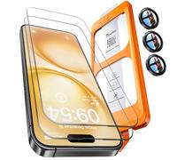 TOCOL 2 Pièces Verre Trempé pour iPhone 15 Pro avec Protection Objectif, Dépoussiérage Automatique, Sans Bulles, 9H Couverture Complète Protection, Coques de Téléphone Compatibles, Noir