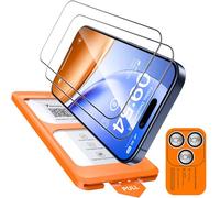 TOCOL 2 Pièces Verre Trempé pour iPhone 15 Pro avec Protection Objectif, Dépoussiérage Automatique, Sans Bulles, 9H Couverture Complète Protection, Coques de Téléphone Compatibles, Transparent