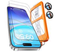 TOCOL 2 Pièces Verre Trempé pour iPhone 16 avec Protection Objectif, Dépoussiérage Automatique, Sans Bulles, 9H Couverture Complète Protection, Coques de Téléphone Compatibles, Titane Sable