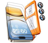 TOCOL 2 Pièces Verre Trempé pour iPhone 16 Pro avec Protection Objectif, Dépoussiérage Automatique, Sans Bulles, 9H Couverture Complète Protection, Coques de Téléphone Compatibles, Noir