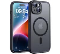 TOCOL Coque pour iPhone 14, Compatible avec MagSafe, Noir | Anneau Magnétique Intégré, Protection de l'objectif Améliorée, Résistant aux Rayures, Case Dos Mat Translucide Fine Antichoc