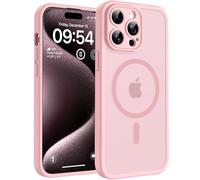 TOCOL Coque pour iPhone 15 Pro, Compatible avec MagSafe, Rose Clair | Anneau Magnétique Intégré, Protection de l'objectif Améliorée, Résistant aux Rayures, Case Dos Mat Translucide Fine Antichoc