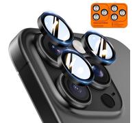 TOCOL Lot de 2 Protection Camera pour iPhone 14 Pro Max, iPhone 14 Pro, Résistant aux Rayures, Antichoc, Anti-Buée, Installation Facile, Verre Trempé HD Protections d'Objectif, Noir