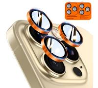 TOCOL Protection Camera pour iPhone 14 Pro Max, iPhone 14 Pro, Résistant aux Rayures, Antichoc, Anti-Buée, Installation Facile, Verre Trempé HD Protections d'Objectif, Orange