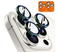 TOCOL Protection Camera pour iPhone 15 Pro Max, iPhone 15 Pro, Résistant aux Rayures, Antichoc, Anti-Buée, Installation Facile, Verre Trempé HD Protections d'Objectif, Vert Alpin