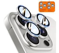 TOCOL Protection Camera pour iPhone 15 Pro Max, iPhone 15 Pro, Résistant aux Rayures, Antichoc, Anti-Buée, Installation Facile, Verre Trempé HD Protections d'Objectif, Argenté