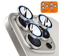 TOCOL Protection Camera pour iPhone 15 Pro Max, iPhone 15 Pro, Résistant aux Rayures, Antichoc, Anti-Buée, Installation Facile, Verre Trempé HD Protections d'Objectif, Gris