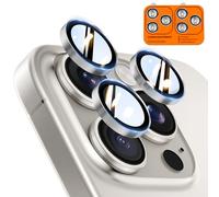 TOCOL Protection Camera pour iPhone 16 Pro Max, iPhone 16 Pro, Résistant aux Rayures, Antichoc, Anti-Buée, Installation Facile, Verre Trempé HD Protections d'Objectif, Gris