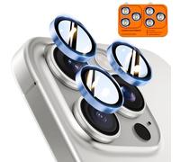 TOCOL Protection Camera pour iPhone 16 Pro Max, iPhone 16 Pro, Résistant aux Rayures, Antichoc, Anti-Buée, Installation Facile, Verre Trempé HD Protections d'Objectif, Bleu Clair