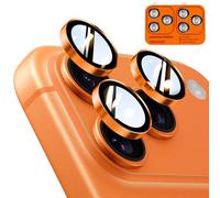 TOCOL Protection Camera pour iPhone 17 Pro Max, iPhone 17 Pro, Résistant aux Rayures, Antichoc, Anti-Buée, Installation Facile, Verre Trempé HD Protections d'Objectif, Orange