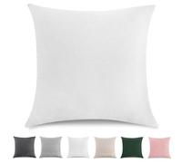 TOCOMOA Taie Oreiller 50x50 cm Lot De 2，Housse Coussin 100% Coton Lavé Doux, Aspect Lin Et Respirant, Taie d Oreiller Blanc avec Fermeture éClair