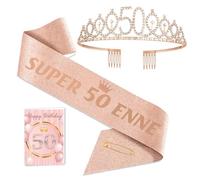 Toctax Bandeau de couronne d'anniversaire personnalisé avec carte, cadeaux gadgets pour 18 30 40 50 60 70 80 ans, idées cadeaux et décoration pour femme, one size