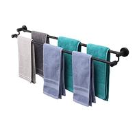 TocTen Double barre de serviette de bain - Porte-serviettes épais en acier inoxydable SUS304 pour salle de bain, accessoires de salle de bain, double porte-serviettes mural robuste (noir mat, 83,8 cm)