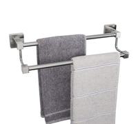 TocTen Double barre de serviette de bain - Porte-serviettes épais en acier inoxydable SUS304 pour salle de bain, accessoires de salle de bain, double barre porte-serviettes carrée robuste (nickel