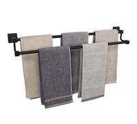 TocTen Double barre de serviette de bain - Porte-serviettes épais en acier inoxydable SUS304 pour salle de bain, accessoires de salle de bain, double barre porte-serviettes carrée robuste (noir mat,