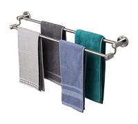 TocTen Double Sèche Serviette de Bain - Porte-Serviettes épais en Acier Inoxydable SUS304 pour Salle de Bain, Accessoires de Salle de Bain, Double Barre Porte-Serviettes Murale Robuste (brossé