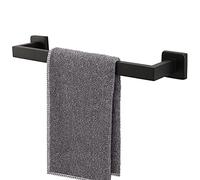 TocTen Lot de 16 Porte-Serviettes de Bain - Fond carré épais en Acier Inoxydable SUS304 pour Salle de Bain, Accessoires de Salle de Bain, Montage Mural Robuste, Noir