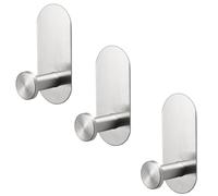 TocTen Lot de 3 crochets adhésifs très résistants en acier inoxydable pour serviette, peignoir, salle de bain, cuisine et bureau (nickel brossé)