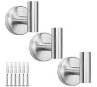 TocTen Lot de 3 crochets muraux pour salle de bain, peignoirs, crochets en acier inoxydable SUS 304, crochets de porte robustes pour salle de bain, cuisine, bureau et armoire (nickel brossé)