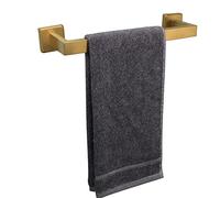 TocTen Porte-Serviettes de Bain à Base carrée en Acier Inoxydable SUS304 épais pour Salle de Bain - Accessoire de Salle de Bain - Porte-Serviettes Mural résistant - Doré brossé - 30,5 cm