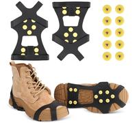 TOCYORIC Carryown Ice Snow Grips Traction Cleats Anti Slip Ice Cleats for Shoes and Boots Ice Spikes Crampons + 10 Extra Replacement Studs (S, M, L, XL)