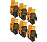 TOCYORIC Midwest Gloves & Gear 94P06-LX-00 Grip 6 Pack Men's Max Performance Glove, Orange- Fits Large-XL