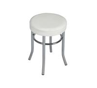 TODARO - Tabouret Acier Chromé et Simili Blanc -