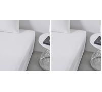 TODAY Essential - Drap Housse 140X190 cm 2 Personnes 100% Coton Uni, Craie (Lot de 2)
