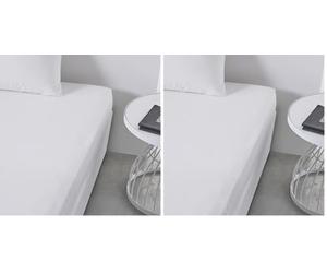 TODAY Essential - Drap Housse 140X190 cm 2 Personnes 100% Coton Uni, Craie (Lot de 2)