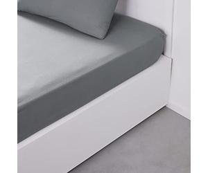 Today Essential - Drap Housse 160X200 cm 2 Personnes 100% Coton Uni, Acier
