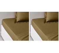 TODAY Essential - Drap Housse 90X190 cm 1 Personne 100% Coton Uni, Bronze (Lot de 2)