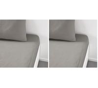 TODAY Essential - Drap Housse 90X190 cm 1 Personne 100% Coton Uni, Dune (Lot de 2)