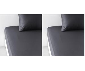 TODAY Essential - Drap Housse 90X190 cm 1 Personne 100% Coton Uni, Fusain (Lot de 2)