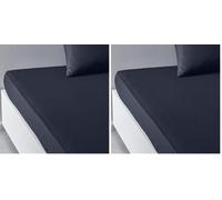 TODAY Essential - Drap Housse 90X190 cm 1 Personne 100% Coton Uni, Navy (Lot de 2)